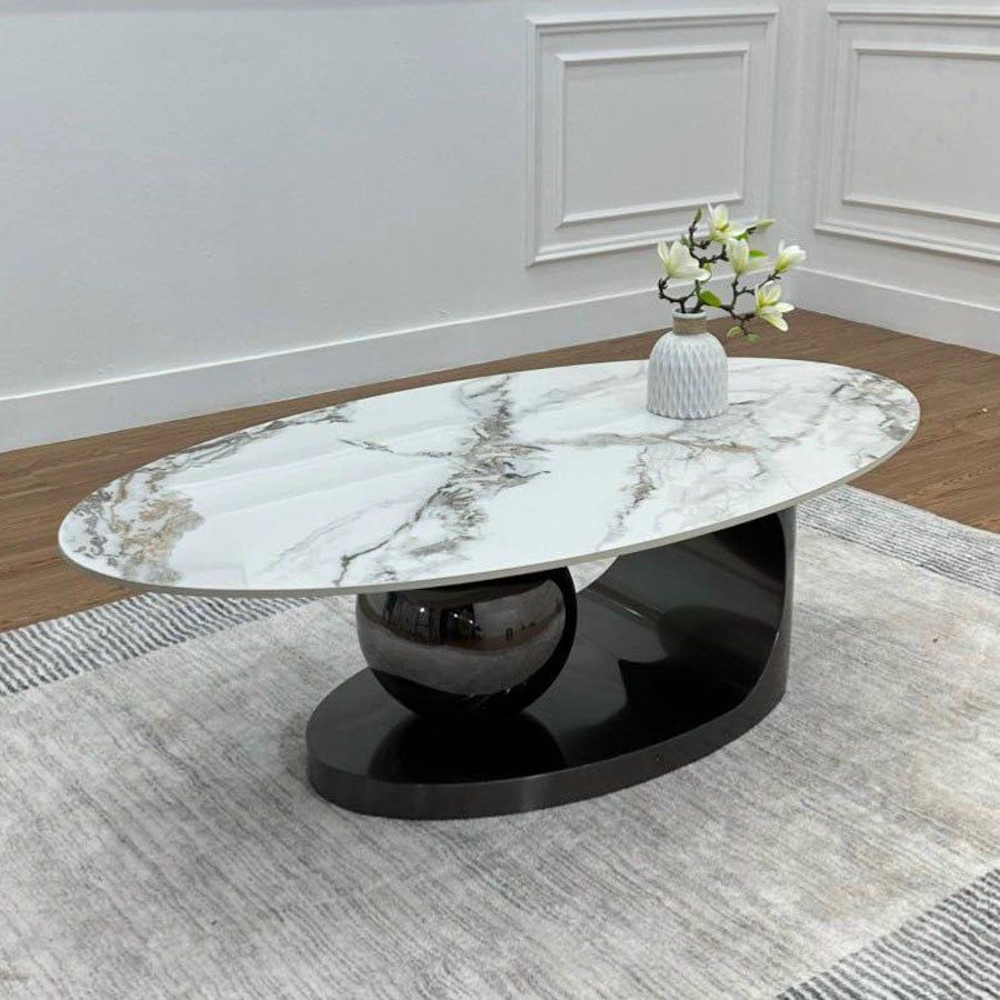 Bàn Trà Oval Mặt Đá Ceramic LHBT2333 - Sang Trọng và Hiện Đại