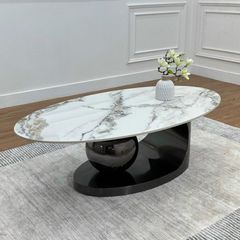 Bàn Trà Oval Mặt Đá Ceramic LHBT2333 - Sang Trọng và Hiện Đại
