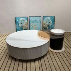 Bàn Trà Mặt Đá Horus LHBT01 - Sự Kết Hợp Hoàn Hảo Giữa Đá Tự Nhiên Và Kính Cường Lực
