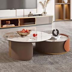 Bàn Trà Tròn Mặt Đá LHC2251 - Sự Lựa Chọn Sang Trọng Cho Không Gian Hiện Đại