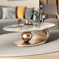 Bàn Trà Oval Mặt Đá Ceramic LHBT2333 - Sang Trọng và Hiện Đại