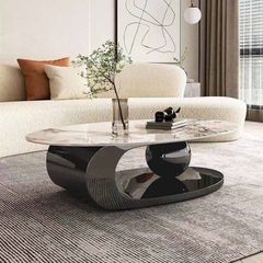 Bàn Trà Oval Mặt Đá Ceramic LHBT2333 - Sang Trọng và Hiện Đại