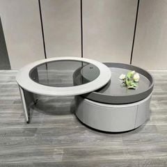 Bàn Trà Tròn LHAKE98 - Hiện Đại Với Khung Gỗ MDF Và Mặt Kính