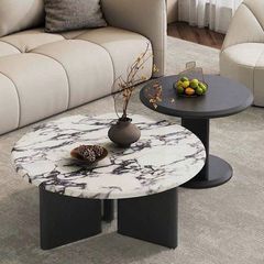 Bàn Trà Tròn LHBT2405 - Bàn Đôi Mặt Đá Sang Trọng