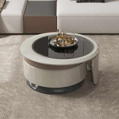 Bàn Trà Tròn LHAKE98 - Hiện Đại Với Khung Gỗ MDF Và Mặt Kính