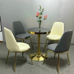 Bàn Tròn Chân Sắt Tulip Mạ Vàng LHB28A - Thiết Kế Sang Trọng, Chất Liệu Cao Cấp Cho Không Gian Hiện Đại