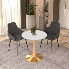 Bàn Tròn Gỗ Chân Sắt Tulip Mạ Vàng - Sang Trọng Và Đẳng Cấp Cho Mọi Không Gian