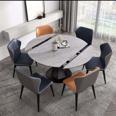 Bàn Ăn Mặt Đá Thông Minh Lucifer Xoay Tròn Thành Chữ Nhật - Sang Trọng