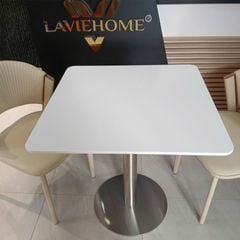 Bàn Vuông Chân Trụ Inox LHB25 - Sang Trọng Với Mặt Gỗ MDF Và Chân Inox Bền Bỉ