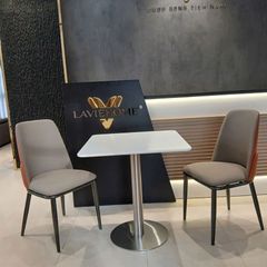 Bàn Vuông Chân Trụ Inox LHB25 - Sang Trọng Với Mặt Gỗ MDF Và Chân Inox Bền Bỉ