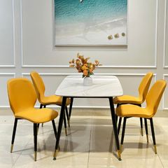 Bàn Ăn Cao Cấp Hebe – Mặt Đá Ceramic, Chân Côn Tối Giản