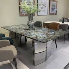 Bàn Ăn Inox Tráng Gương Mặt Đá Titanium – Sang Trọng, Đẳng Cấp và Bền Bỉ