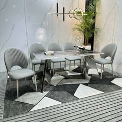 Bàn Ăn Inox  Mặt Đá Carol - Đẳng Cấp Phòng Ăn