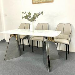 Bàn Ăn Inox  Mặt Đá Carol - Đẳng Cấp Phòng Ăn