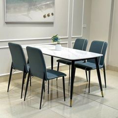 Bàn Ăn Cao Cấp Hebe – Mặt Đá Ceramic, Chân Côn Tối Giản