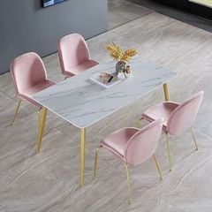 Bàn Ăn Mặt Đá Agnes - Sang Trọng Với Mặt Đá Ceramic Cao Cấp Và Chân Mạ Vàng