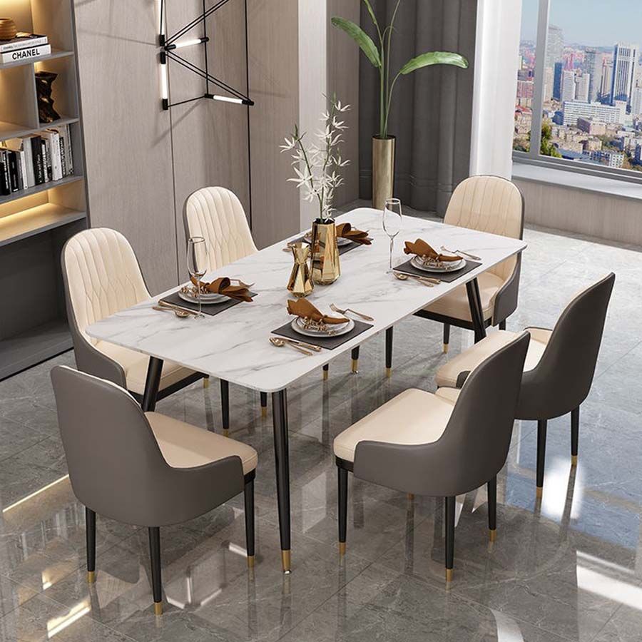 Bộ Bàn Ăn Mặt Đá Alma + Ghế Ăn Monet - Sang Trọng và Hiện Đại
