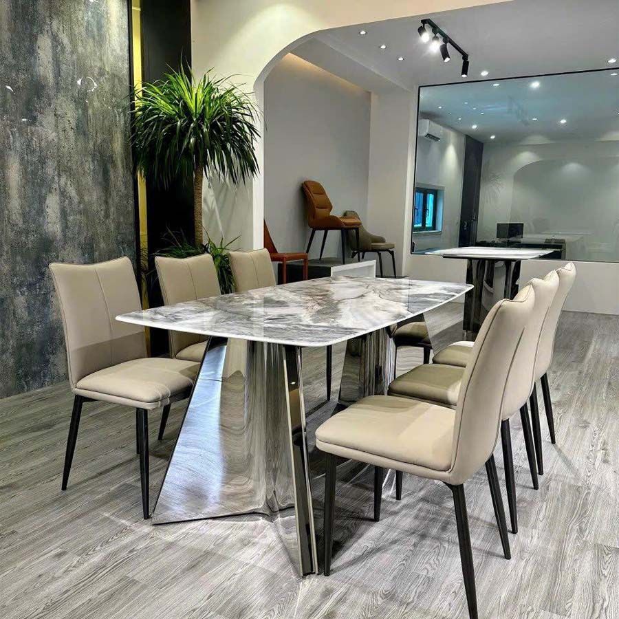 Bàn Ăn Inox  Mặt Đá Carol - Đẳng Cấp Phòng Ăn