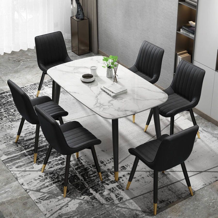Bộ Bàn Ăn Mặt Đá Hebe và Ghế Loft Sọc – Phong Cách Hiện Đại Cho Phòng Ăn Tiện Nghi