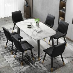 Bộ Bàn Ăn Mặt Đá Hebe và Ghế Loft Sọc – Phong Cách Hiện Đại Cho Phòng Ăn Tiện Nghi