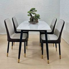 Bộ Bàn Ăn Mặt Đá Hebe + Ghế Monet Không Tay – Sự Kết Hợp Hoàn Hảo Cho Không Gian Sang Trọng