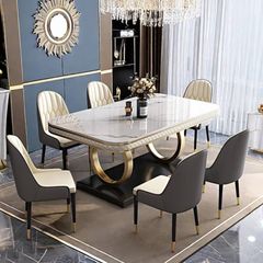 Bộ Bàn Ăn Mặt Đá Luxury + Ghế Monet - Đẳng Cấp Sang Trọng Cho Phòng Ăn