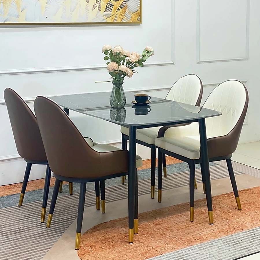 Bộ Bàn Ăn Mặt Đá Alma + Ghế Ăn Monet - Sang Trọng và Hiện Đại