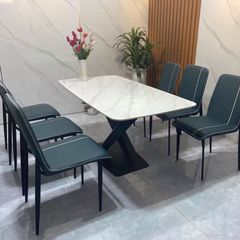 Bàn Ăn Mặt Đá Chân X Fiona - Thiết Kế Sang Trọng