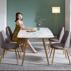 Bộ Bàn Ăn Mặt Đá Agnes + Ghế Aurora - Sự Kết Hợp Hoàn Hảo Cho Không Gian Sống Hiện Đại
