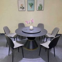 Bộ Bàn Ăn Mặt Đá Keisha + Ghế Nordic Chân Núm Đồng - Sang Trọng và Hiện Đại