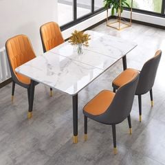 Bộ Bàn Ăn Mặt Đá Plato + Ghế Monet Không Tay - Phong Cách Hiện Đại Và Tinh Tế