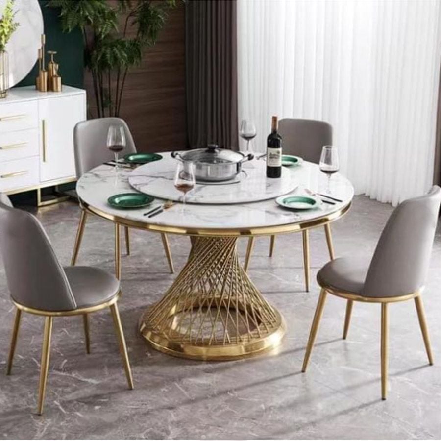 Bộ Bàn Ăn Mặt Đá Medusa + Ghế Aurora - Đẳng Cấp Và Sang Trọng