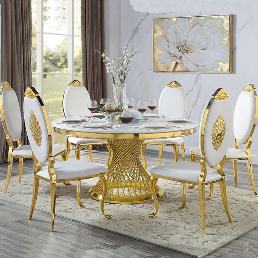 Bộ Bàn Ăn Mặt Đá Medusa + Ghế Kingdom - Đẳng Cấp Và Sang Trọng