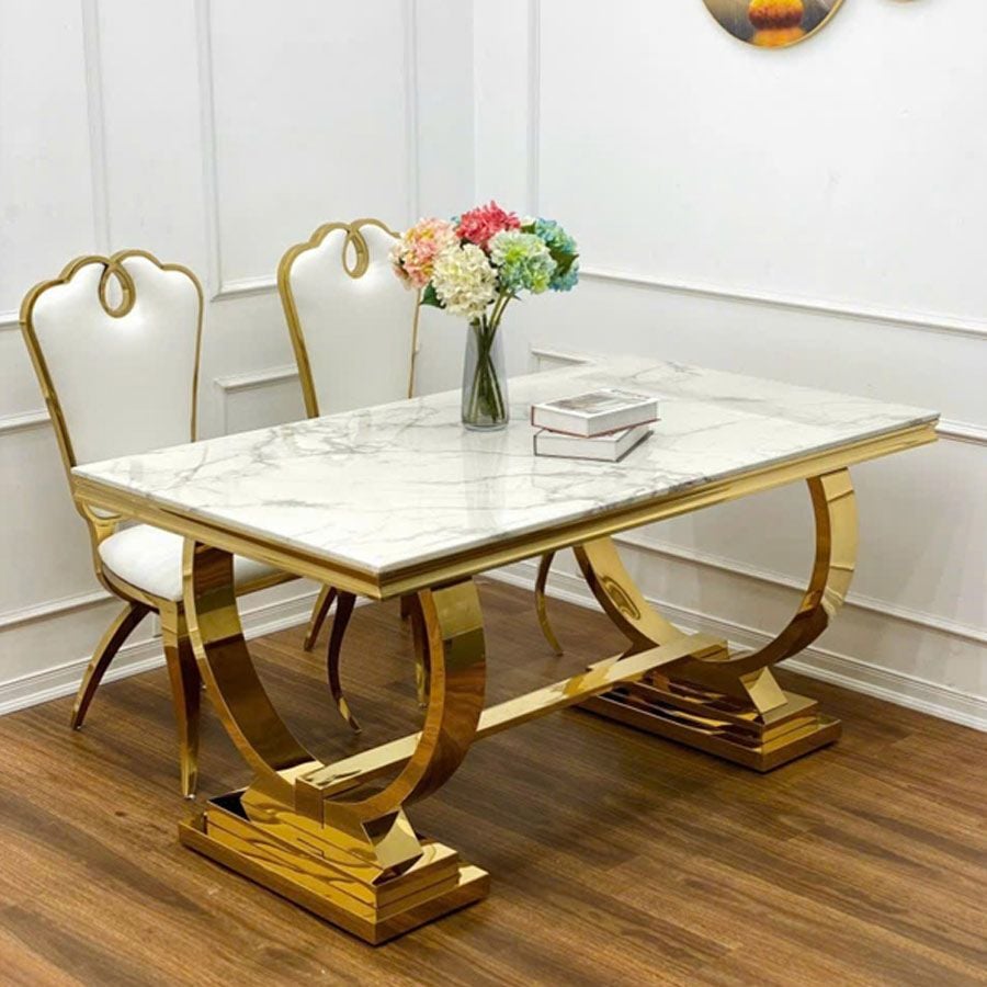 Bộ Bàn Ăn Mặt Đá Venus + Ghế Victoria - Sang Trọng Và Tinh Tế