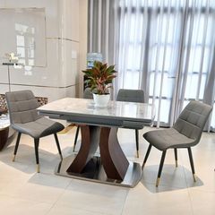 Bộ Bàn Ăn Thông Minh Mặt Đá Lazio + Ghế Loft Chấm Bi - Sự Kết Hợp Đẳng Cấp Và Tiện Nghi