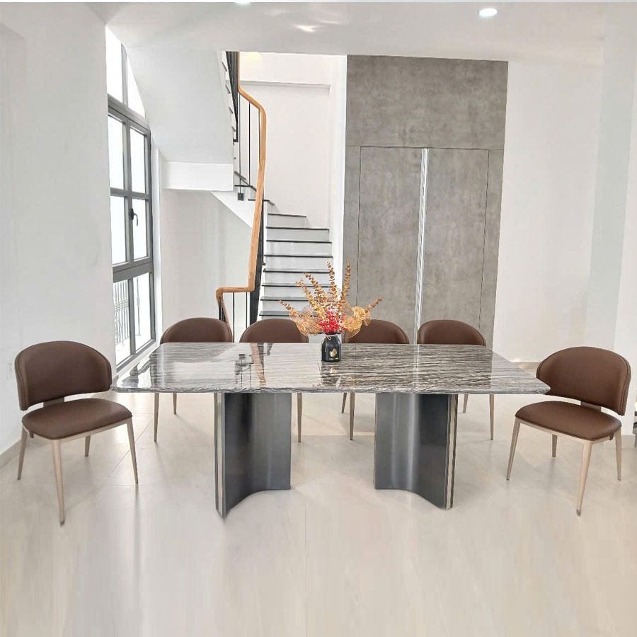 Bộ Bàn Ăn Mặt Đá Bạch Ngọc Tinh Thể  + Ghế Sybilla - Sự Lựa Chọn Hoàn Hảo Cho Không Gian Hiện Đại