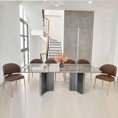 Bộ Bàn Ăn Mặt Đá Bạch Ngọc Tinh Thể  + Ghế Sybilla - Sự Lựa Chọn Hoàn Hảo Cho Không Gian Hiện Đại