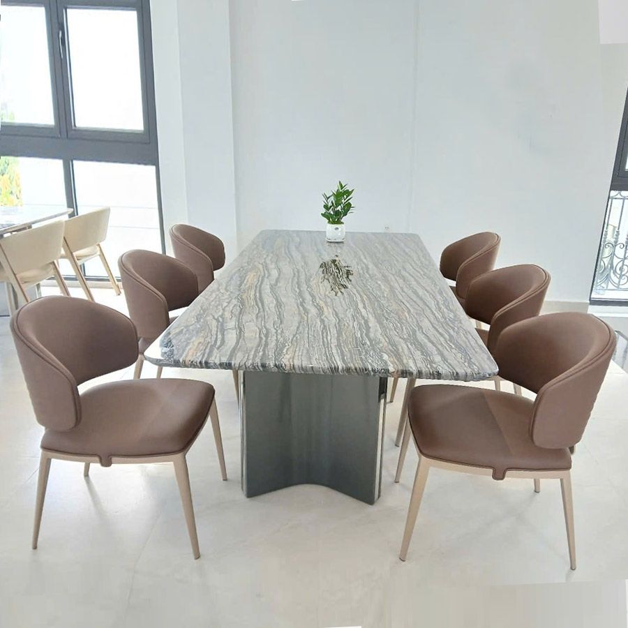 Bộ Bàn Ăn Mặt Đá Bạch Ngọc Tinh Thể  + Ghế Sybilla - Sự Lựa Chọn Hoàn Hảo Cho Không Gian Hiện Đại