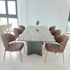 Bộ Bàn Ăn Mặt Đá Bạch Ngọc Tinh Thể  + Ghế Sybilla - Sự Lựa Chọn Hoàn Hảo Cho Không Gian Hiện Đại