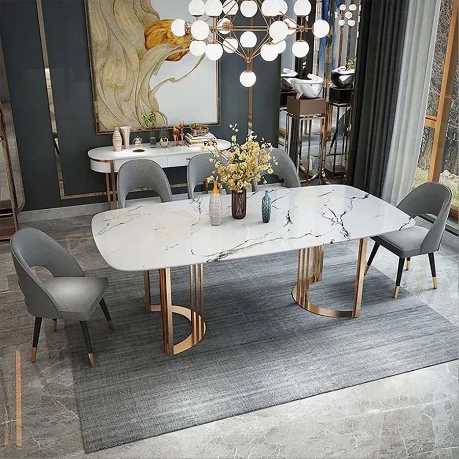 Bộ Bàn Ăn Mặt Đá Calliope + Ghế Ăn Saarinen - Vẻ Đẹp Sang Trọng Cho Không Gian Hiện Đại