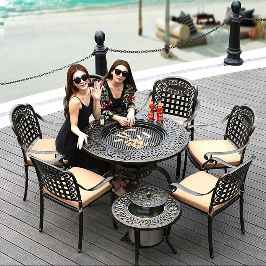 Bộ Bàn Ghế Sân Vườn LHBV06 + LHAV4 - Vẻ Đẹp Tinh Tế Cho Không Gian Ngoài Trời
