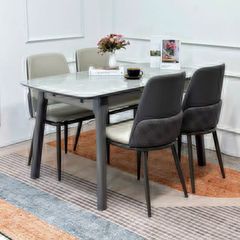 Bộ Bàn Ăn Mặt Đá Có Bếp Từ Lothas + Ghế Sky - Phong Cách Hiện Đại Và Tinh Tế