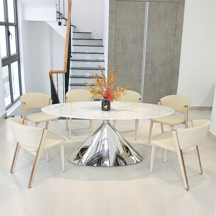 Bộ Bàn Ăn Mặt Đá Oval + Ghế Kanna - Sự Kết Hợp Đẳng Cấp Và Tiện Nghi