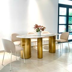 Bộ Bàn Ăn Mặt Đá Oval Pandora + Ghế Priceton - Sự Kết Hợp Đẳng Cấp Và Hiện Đại