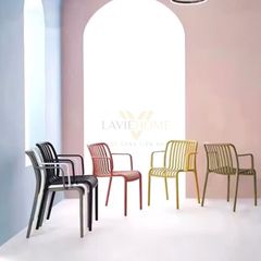 Ghế Nhựa Đúc LH3046 - Nhựa PP Cao Cấp, Thiết Kế Sọc Dọc Từ Lưng Đến Mặt Ngồi, Có Tựa Tay Đẹp Và Bền Chắc