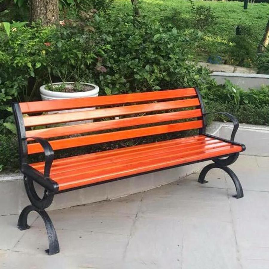 Ghế Dài Công Viên LHGCV04 – Kết Hợp Nhôm Đúc và Gỗ Tự Nhiên Cho Không Gian Ngoài Trời