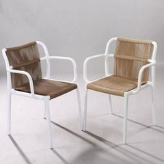 Ghế Nhựa Đúc LH3039 - Thiết Kế Hiện Đại Với Dây Dù Đan, Tay Vịn Thoải Mái