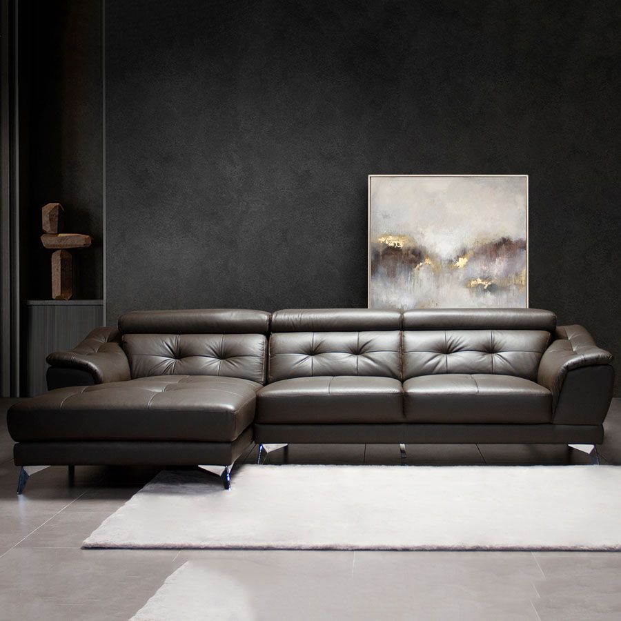 Sofa Da Malaysia LHDG713 - Thiết Kế Góc L Sang Trọng Với Da Bò Cao Cấp