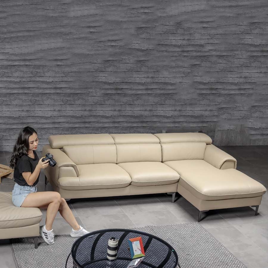 Sofa Da Malaysia LHDG855 - Sang Trọng Và Hiện Đại Với Thiết Kế Góc L