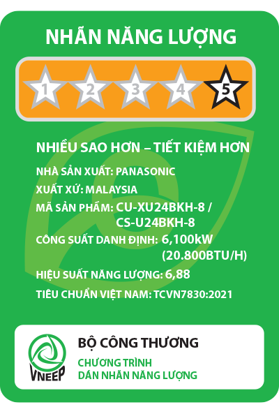 Máy lạnh treo tường Panasonic Inverter CU/CS-U24BKH-8 (2.5HP) 2025